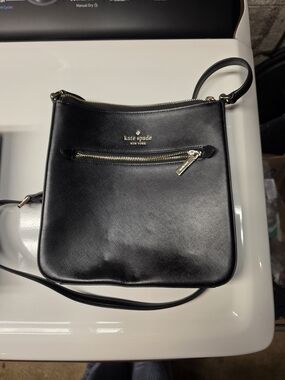 kate spade Black Leather Crossbody with Gold Hardware